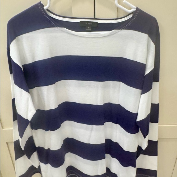 J. Crew Tops - J. Crew Navy and White Striped Long Sleeve Tee